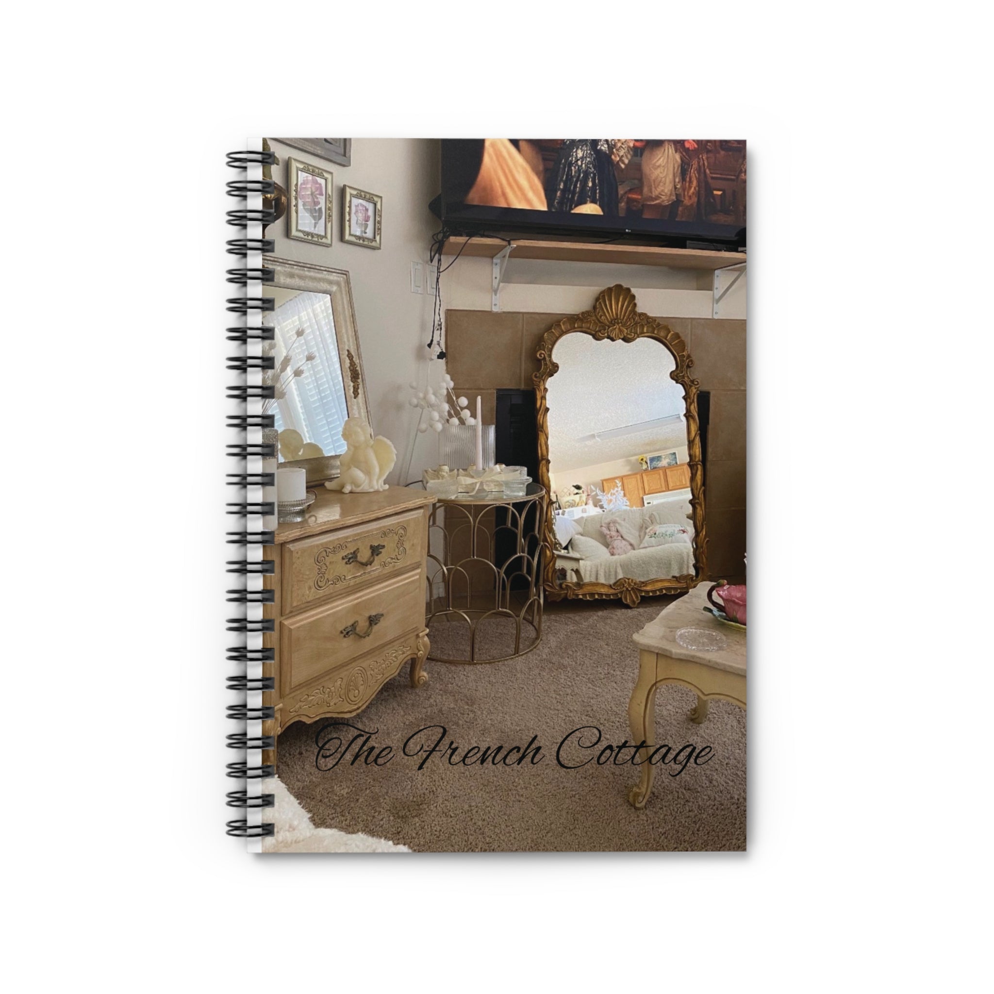 French Cottage Room Scene Notebook | Spiral Ruled Journal